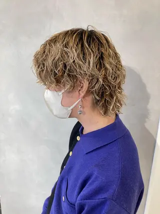 ショート パーマ メンズ ✳️ウルフ/メンズ/ スパイラルパーマ✳️のヘアスタイル