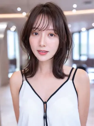 ミディアム カラー 渋谷/レイヤーボブ・ 韓国ボブ特化/楓のヘアスタイル