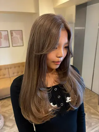 ロング カラー ミルクティ/ピンク/ レイヤー/yuriaのヘアスタイル