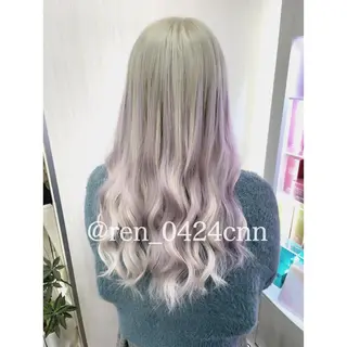 ロング カラー れん/ハイトーン /エクステ/韓国風のヘアスタイル