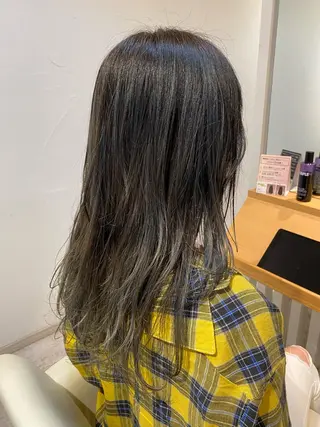 ロング カラー ブリーチなしWカラー /酸性ストレート河本のヘアスタイル