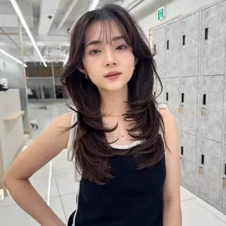 セミロング レイヤー×韓国 🇰🇷鈴木啓太のヘアスタイル