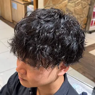ショート カラー パーマ ヘアアレンジ メンズ シャドウパーマ特化/ メンズパーマ/石見のヘアスタイル