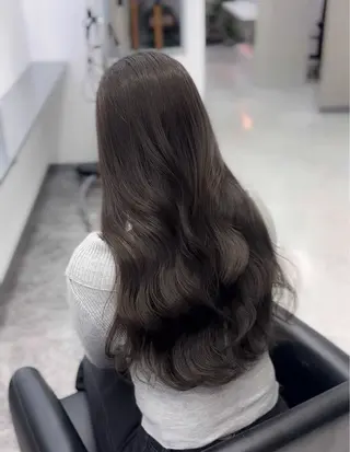 ロング シオン/艶髪/ グレージュカラーのヘアスタイル