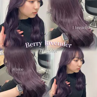 ロング カラー 暗髪🩶ラベンダー/ ブルー/ユウナ🤍のヘアスタイル