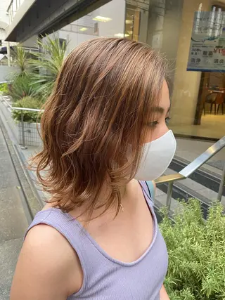 ミディアム カラー ヘアアレンジ 🌈haru🌻 藤沢ハイトーン🌈のヘアスタイル