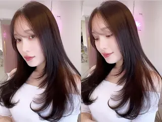 セミロング カラー 新宿/韓国風レイヤー 髪質改善/渋谷直樹のヘアスタイル