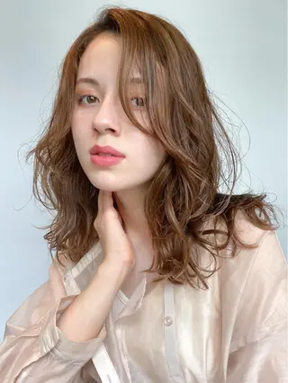 ミディアム カラー パーマ 銀座No.1髪質改善 縮毛矯正/本木のヘアスタイル