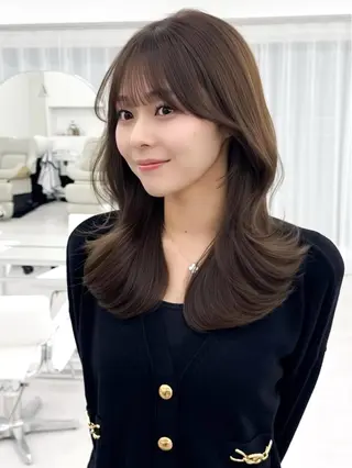 セミロング カラー ヘアアレンジ 最小顔周り&レイヤー 特化/池袋/kokiのヘアスタイル