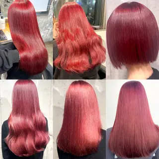 ロング カラー 僕なら縮毛矯正してて もブリーチできますのヘアスタイル