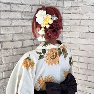 ヘアアレンジ 韓国レイヤー 暖色カラー/さくらのヘアスタイル