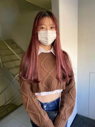 ロング カラー パーマ ヘアアレンジ 髪と音処　マトぺ所属・デザインカラー/ボブ ブリーチカラー/ユリのヘアスタイル