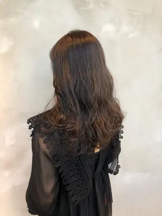 セミロング カラー パーマ ヘアアレンジ 顔周りcut・ご相談 ＝新宿しずく🇰🇷のヘアスタイル