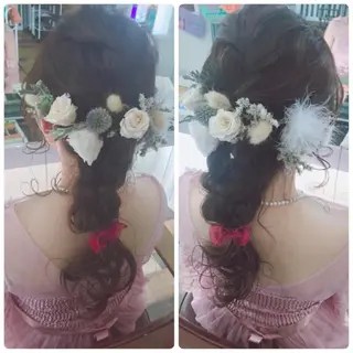 ミディアム カラー パーマ ヘアアレンジ 美容室 ソンリエのヘアスタイル