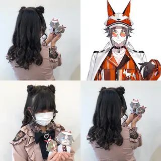 セミロング ヘアアレンジ 推しカラー✨ オタク美容師ユウカのヘアスタイル