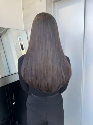 ロング カラー パーマ ヘアアレンジ 透明感/オリーブ/ グレージュ/YUKAのヘアスタイル