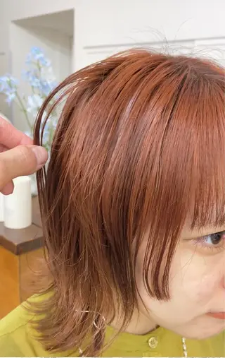 ミディアム カラー クロスパーマ× 透明感カラー✂︎のヘアスタイル