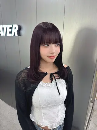 カラー 暗髪🩶ラベンダー/ ブルー/ユウナ🤍のヘアスタイル