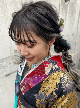 ミディアム カラー ヘアアレンジ ネイル マツエク・マツパ アイブロウ ❤️‍🔥メンズ特化 🦋nanaka🦋のヘアスタイル