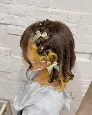 ショート ヘアアレンジ 【ピンク/韓国ヘア/ ヘアセット】亜海のヘアスタイル