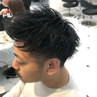 ショート カラー パーマ メンズ ベージュグレージュ 💕しゅーじ💕のヘアスタイル