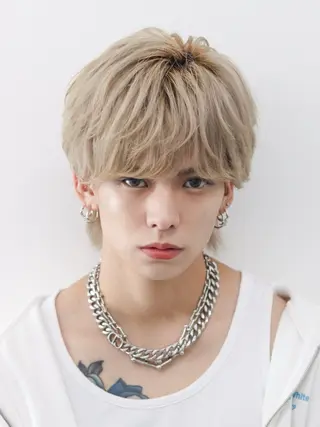 ミディアム カラー パーマ メンズ シースルーマッシュ/ メンズ/KYOHEIのヘアスタイル