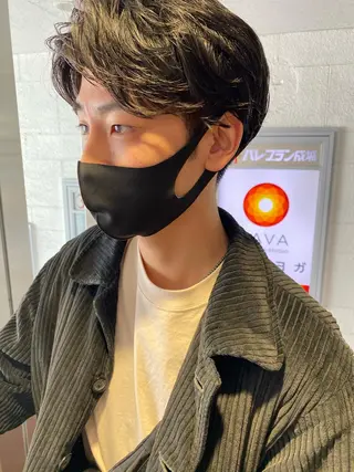 ショート パーマ メンズ レイヤー/ベージュ カラー/ハシモトのヘアスタイル