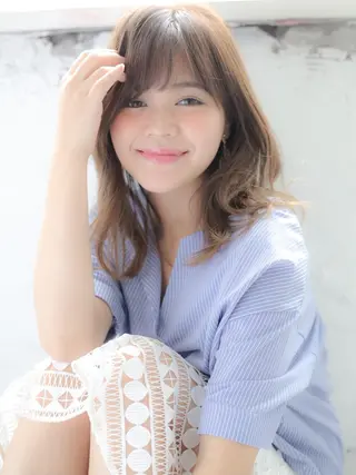 ミディアム カラー パーマ 野崎 ひかりのヘアスタイル