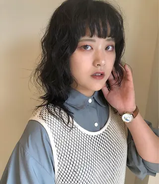 ミディアム パーマ ヘアアレンジ 永井 亜実のヘアスタイル