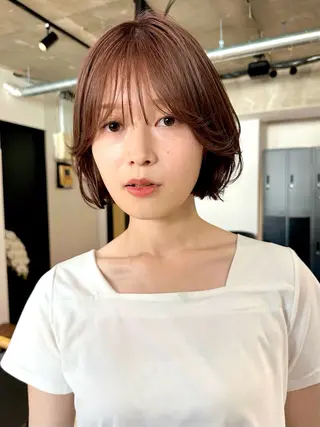 ショート カラー パーマ 🫧小顔×似合わせ× 透明感カラー🫧のヘアスタイル