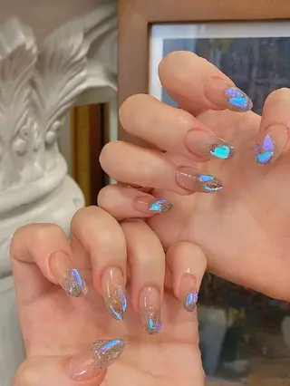 ネイル フィルイン、長さ出し 深爪矯正のネイルデザイン