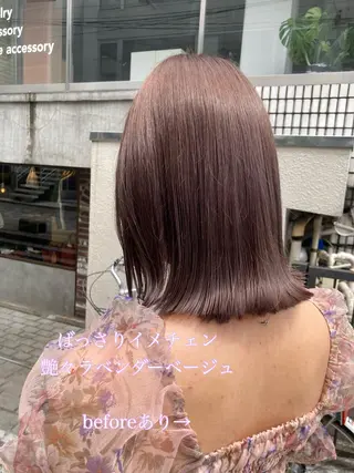 ミディアム カラー ヘアアレンジ オリーブ透明感カラー 表参道/MIKUのヘアスタイル