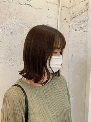 ミディアム ブリーチなしカラー ダブルカラーエクステのヘアスタイル