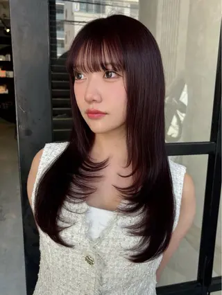 セミロング カラー MaisonHALU 松浦光咲のヘアスタイル