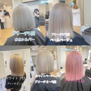 セミロング ハイトーン髪質改善 家中貴典のヘアスタイル