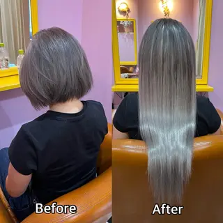 ロング シール＋ちび編み込み エクステ梅田🐨のヘアスタイル