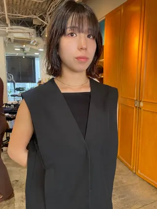 ミディアム カラー パーマ レイヤー／似合わせ TAKUYAのヘアスタイル