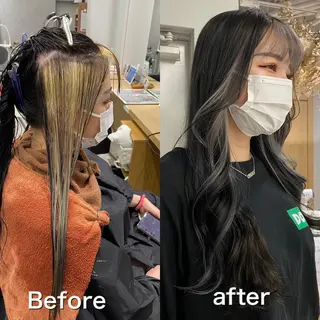 ロング カラー salowin梅田茶屋町suite所属・ハイトーンヘア/ 島崎　タクミのヘアスタイル