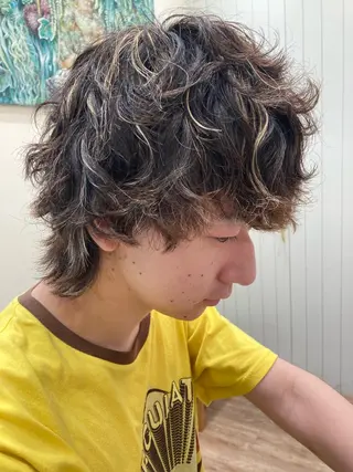 ショート カラー パーマ メンズ むらたみずき /大宮ブリーチカラーのヘアスタイル