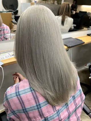 ミディアム カラー ベージュ/髪質改善 新潟/万代/井上佑のヘアスタイル