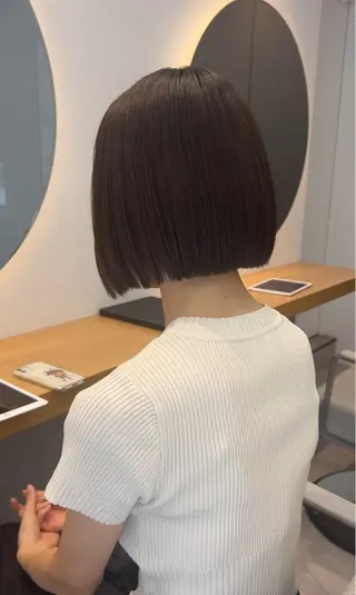 ミディアム ルネ所属・ショートヘア 縮毛矯正/福田梢のヘアスタイル