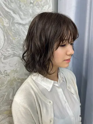 ミディアム パーマ CoReまぁくん 癖毛お悩み専門のヘアスタイル