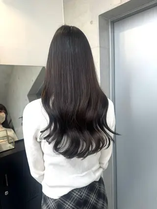 ロング カラー パーマ ヘアアレンジ 透明感/オリーブ/ グレージュ/YUKAのヘアスタイル