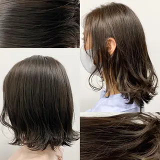 セミロング カラー パーマ ヘアアレンジ ネイル マツエク・マツパ 韓国風ベージュ🤎 赤みなし🌿横浜🤎のヘアスタイル