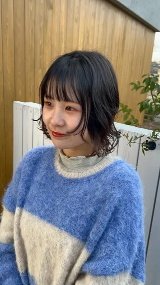 ミディアム パーマ amiehairroom所属・むらたナチュラルパー マ🌀透明感カラーのヘアスタイル