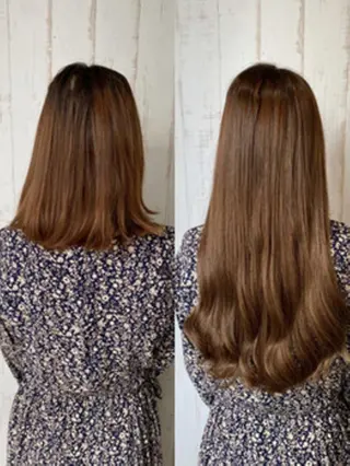 ロング カラー パーマ ヘアアレンジ 大阪レミーエクステ チビ編み込みのヘアスタイル