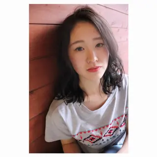 ミディアム カラー 萌花　moeka /韓国/レイヤーのヘアスタイル