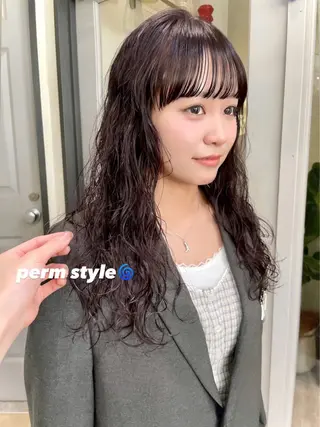 ロング カラー パーマ カノン/アニオタ🧡 暖色/酸性ストレートのヘアスタイル