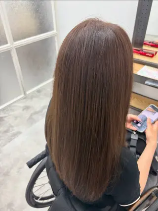 セミロング カラー ヨ ネのヘアスタイル
