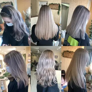 セミロング 韓国レイヤー外国人風 透明感カラー髪質改善のヘアスタイル